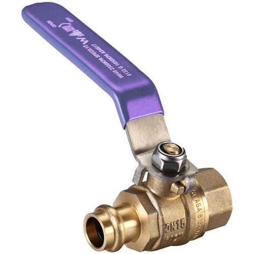 Watermarked Ball Valve Press Fit Lever Handle DN40 X 40FI Lilac Lead Free
