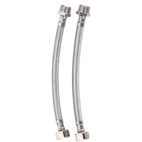 LF 1/2" M/F 8mm PEX CORE FLEXIBLE MIXER HOSE EXTENSIONS 225mm S/S