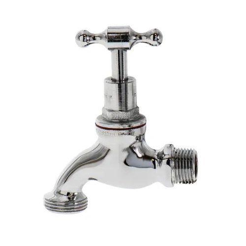 15mm 1/2" Male Hose Tap Cock Bib Tee Head Chrome Plated