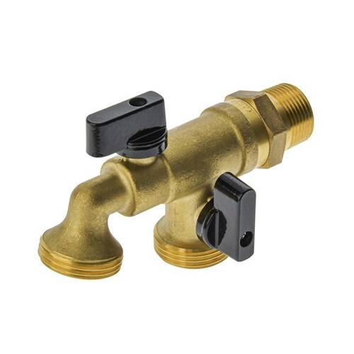 20MI X 25MI Dual Outlet Garden Tap Brass 