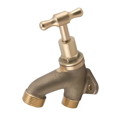 Hose Tap Back Plated T Handle Rough Brass MI 20mm
