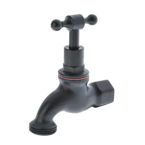 Hose Tap T Handle Rough Brass FI 15mm Matte Black