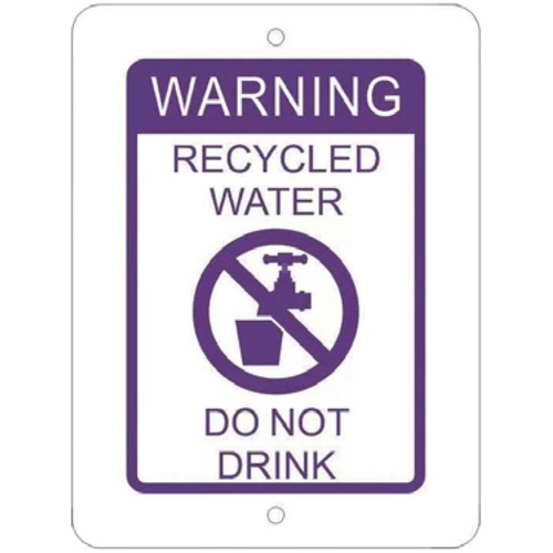 75mm x 100mm RECYCLED WATER WARNING SIGN LILAC