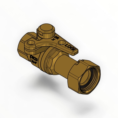 Watermarked Ball Valve Brass Handle MI X FI 20mm Lockable LF