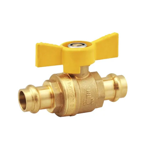 15mm Copper Press Gas Ball Valve Butterfly Handle AGA Approved