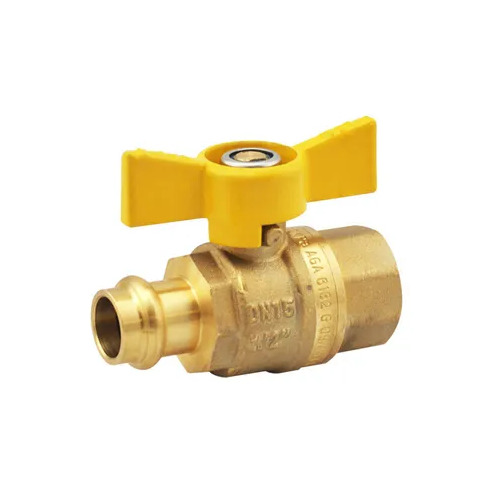 20mm Female X Copper Press Gas Ball Valve Butterfly Handle AGA Approved