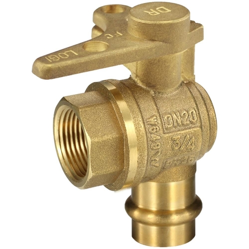 Watermarked Ball Valve Right Angle Meter Stop Press Fit DN20 X 20FI Lever Handle Lead Free